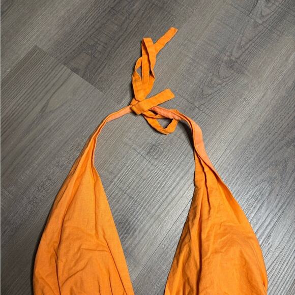 Charlie Holiday Cotton Orange Halter Top With Elastic Size 8 - Picture 3 of 5